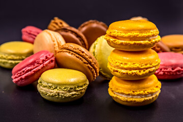 Colorfull Macarons black background