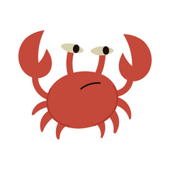 Cute angry sand crab. Marine and coastal animals. Hand drawn cartoon vector illustration isolated on white background