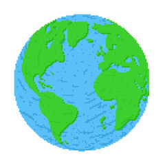 Earth illustration in pixel art