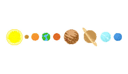 a planets solar system in pixel art png