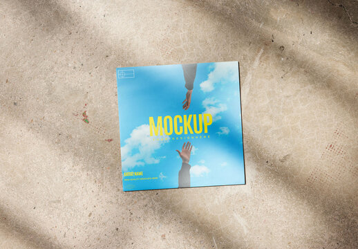 Mockup of customizable LP vinyl record album cover or sleeve against customizable color background