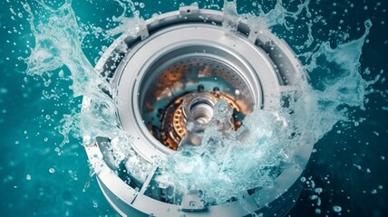 Washing machine drum with clean water flow  Generative AI