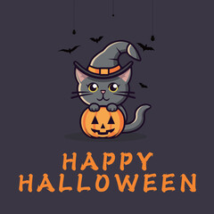 Kittens and pumpkins Halloween vector material