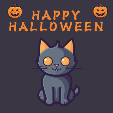 Halloween cute kitten image vector illustration portfolio