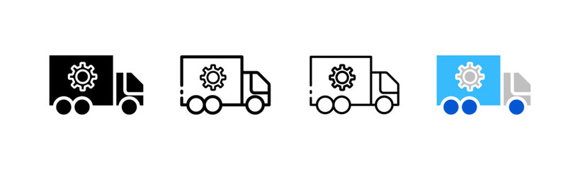 Delivery options. Various styles, colorful, delivery management. Vector icons.