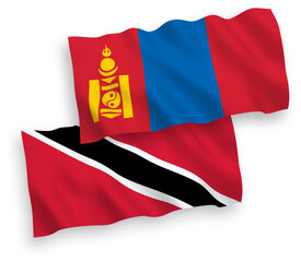Flags of Republic of Trinidad and Tobago and Mongolia on a white background