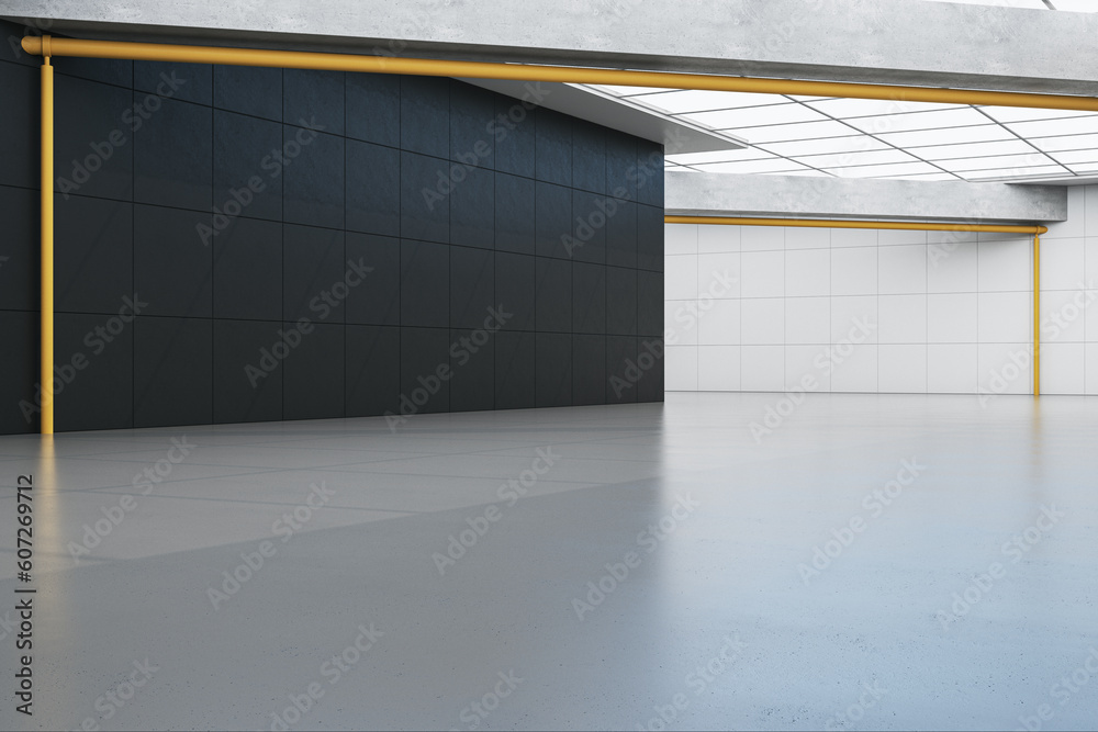 Aufkleber New spacious empty tile interior with mock up place. 3D Rendering.