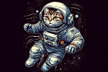 An astronaut cat in a spacesuit. illustration. Generative AI