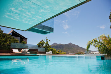 Luxury swimming pool with mountain view