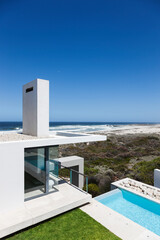 Modern house overlooking ocean