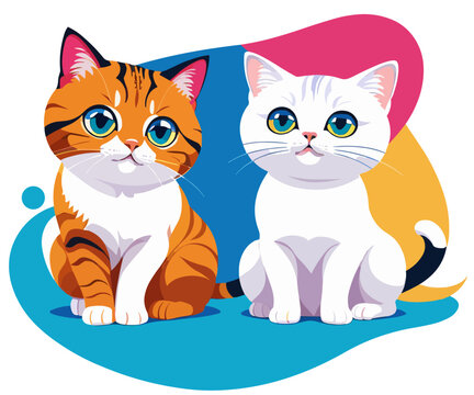 Two cute cats vector illustration
