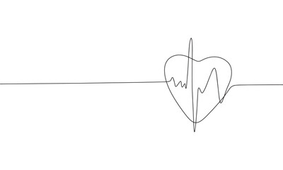 Heart isolated on white background. Line art health heart. One line continuous vector illustration. 