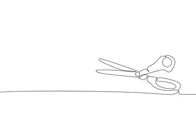 Scissors. Line art scissors. One line continuous vector illustration. 