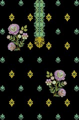 Fototapeta na wymiar Embroidery Motif Textile Print Design For Mughal Art Manually Illustration 