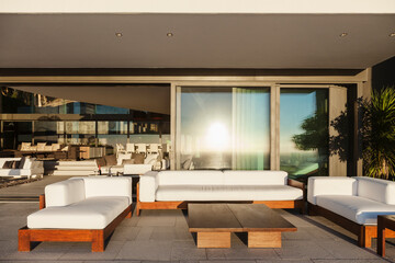 Sofas and table on modern patio