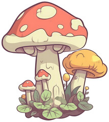 Mushroom sticker transparent illustration.