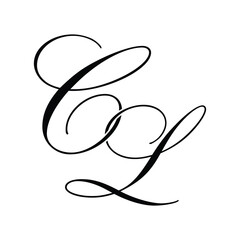 CL Calligraphy Monogram initial letters logo