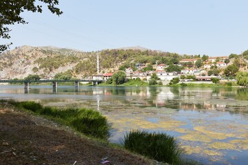 Fototapeta na wymiar Lake Shkoder as seen from the small town of Shiroka