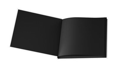 black book isolated on transparent background, black paper sketchbook