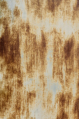 The background of an old iron sheet painted with rust spots