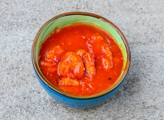 chicken manchurian served in dish isolated on background top view of asian food