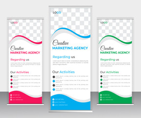 Corporate roll up banner design vector template.