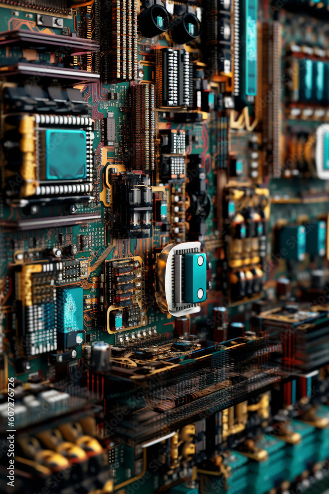 Aufkleber details and textures of database server components, highlighting the precision engineering and craft