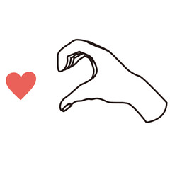 片手で作るハートポーズのハンドサイン