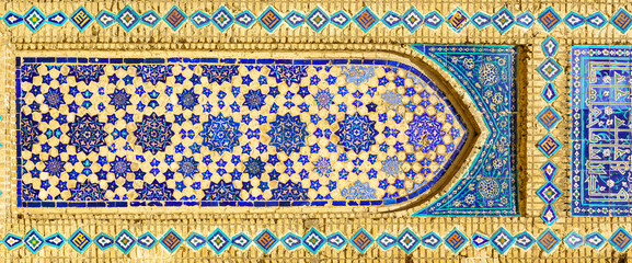 Geometric traditional Islamic ornament. Fragment of a ceramic mosaic.
