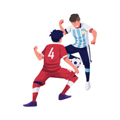 Fototapeta na wymiar Illustration of a friendly match between Indonesia and Argentina, fighting for the ball