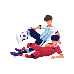 Illustration of Indonesia's and argentina, A soccer player fighting for the ball