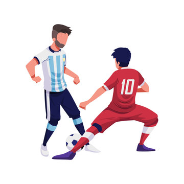Illustration of match between Indonesia and argentina  player in red with the number 10 on his back
