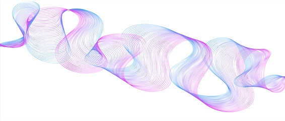 Wave line background with smooth shape. Beautiful wavy gadiant line on a white background. Horizontal banner template. Abstract futuristic template. Scientific technological wallpaper.