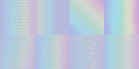 Hologram texture pattern on glitter foil background, vector gradient of iridescent rainbow color. Holographic pattern or holograph texture foil background, abstract neon or chrome holography glitter