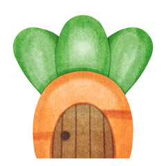 Carrot house watercolor