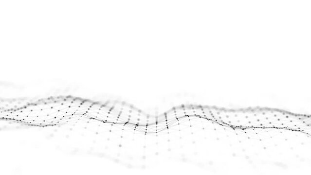 Futuristic digital wave with glitch effect on white background. Concept of noise in cyberspace. Distortion of the digital flow. Damaged signal. 3D rendering.