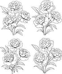 Flower coloring page for kids black and white colors Vectors