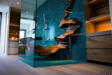 Epoxy resin wall in the shower to be more special the bathroom and honestly, Who has such a cool wall? Generative AI Technology 