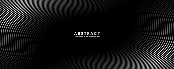 3D black white techno abstract background overlap layer on dark space with waves effect decoration. Modern graphic design element stripes style concept for banner, flyer, card, or brochure cover