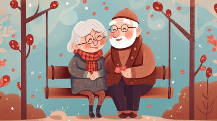 Grandparents day vector illustration July 23 Generative AI
