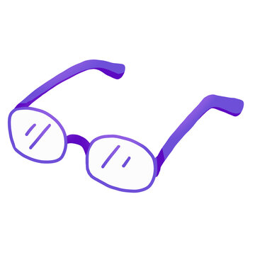 Purple plastic Glasses cartoon style clear background