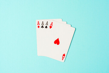 combination four ace popular card game poker