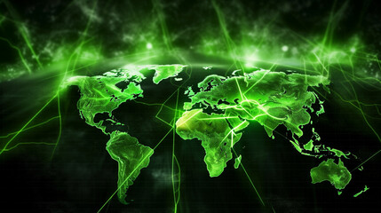 Binary circuit board future technology, green world cyber security concept background, abstract hi speed digital internet. AI Generative.