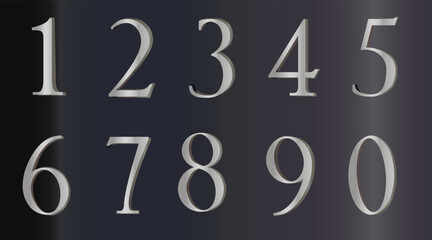 Silver thin font, numbers font