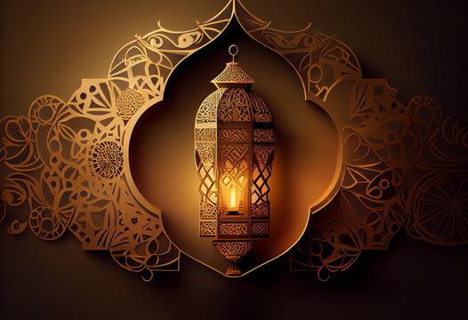 Islamic greeting Eid Mubarak cards for Muslim Holiday. Generate Ai.