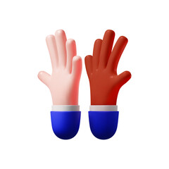 High five. Hand gesture isolated on white background. 3d hands for web design.