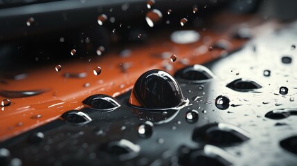 an orange and black background with oil drops, moire pattern illustration. generative AI - obrazy, fototapety, plakaty