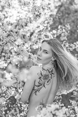 Old European magic, Mystical scene, Slavic woman at nature. Magic divination, undina. Illustrative photo for legends, creatures and fairytale. Mystical scene with nymph