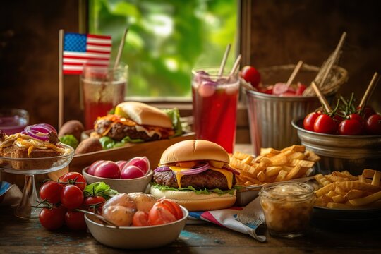 Image of typical food for fourth of july Generative AI