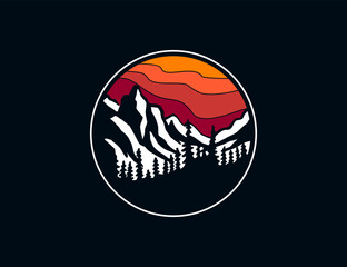 Outdoors nature badge adventure emblem sticker ilustration vector